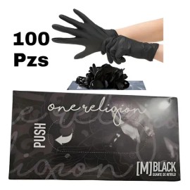 Guantes Desechables One Religion De Nitrilo Negro 100pzs