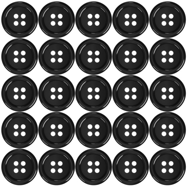 200pcs Haberdashery Buttons, 4 Hole Round Resin Button Shirt Buttons, Round Buttons for Sewing Craft for Clothing, Scrapbooking and Decoration (10mm, Black)