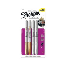 SHARPIE Sharpie - Fine Point Metallic Permanent Markers - Silver/Gold/Bronze (1-Pack of 4)