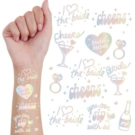 Bride Squad Tatuajes Temporales para Despedida de Soltera: ¡Más de 80 Diseños con Brillo! Decoración para La Despedida de Soltera, Detalle para Damas de Honor, Regalo para La Futura Novia, Artículos P