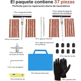 Kit de Reparación de Neumáticos 38PCS, Herramienta de Reparación de Pinchazos para Neumaticos Kit Antipinchazos Coche, Kit de Reparación de Neumáticos Desinflados para Automóviles, Motocicletas