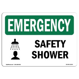 OSHA Emergency Sign - Safety Shower | Rigid Plastic Sign | Protect Your Business, Construction Site, Warehouse & Shop Area | Made in The USA