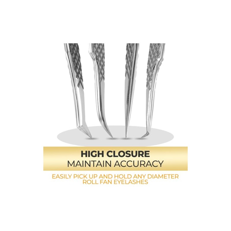 OMANIA Eyelash Extension Tweezers Set 4PCS – Lash Tweezers Kit