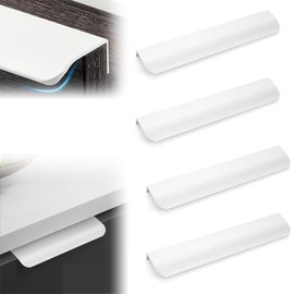 VNIDJGB 4 Pcs Edge Pull Handles,White Finger Edge Pull,Recessed Concealed Handles,Aluminum Alloy Invisible Edges Pulls,for Kitchen Cupboards,Drawer Pulls,Bedside Tables,Sliding Doors(White)