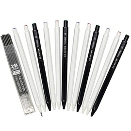 Lopenle 12 Pieces 2.0mm Mechanical Pencils 2BHexagonal Pencils Six-sided Design Pencils With 12 pcs Refills Sharpeners for Art Drawing Writing Sketching At School Office
