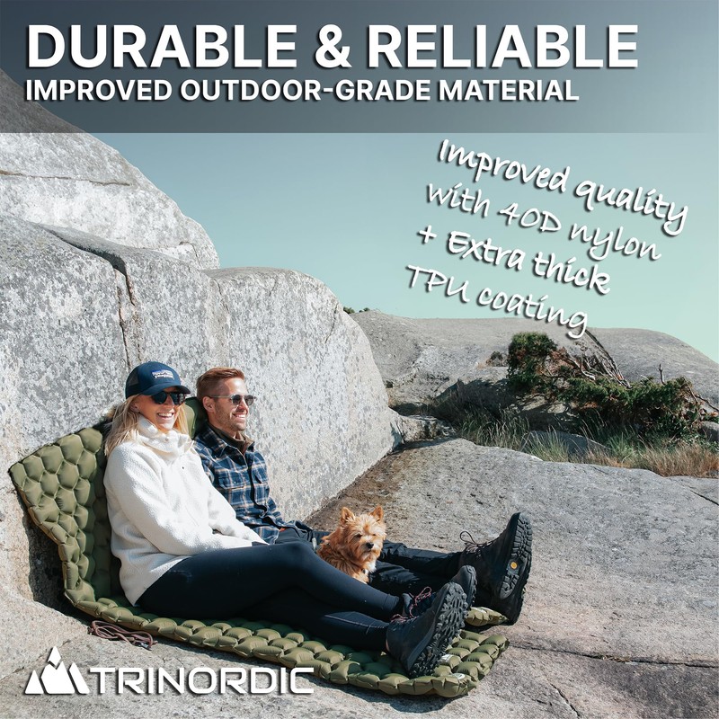 TRINORDIC Camping Sleeping Mat, Air Mattress, Ultralight Inflatable, Foldable, Super