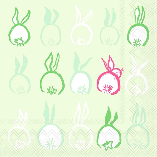 Boston International IHR 3-Ply Paper Napkins, 20-Count Cocktail Size, Bunny Tails