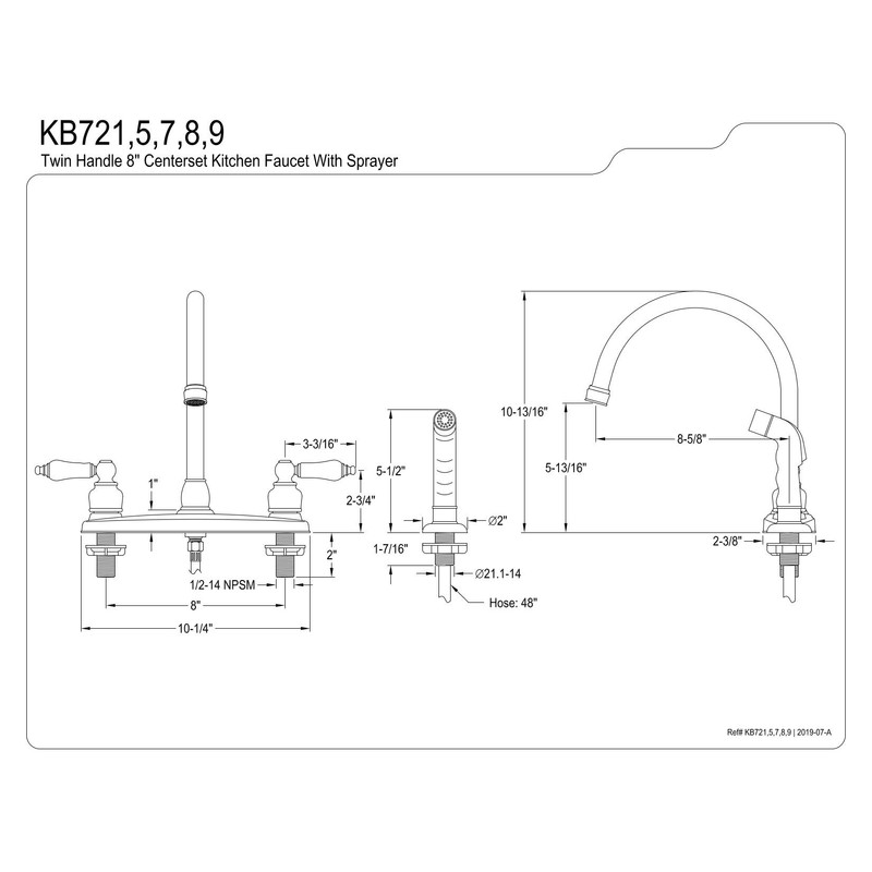 Kingston Brass KB721 Vintage Centerset Kitchen Faucet, 8-3/4-Inch, Polished Chrome