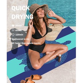 cabanana Sand Free Beach Towel - Large Oversized Beach Towel Sandproof 70x35 Big Microfiber Quick Dry Pool Towel, Thin Lightweight Compact for Travel Swimming Bath for Adults Women Men (Turtle)