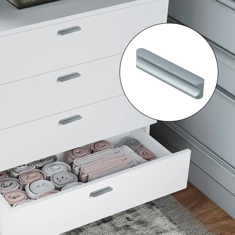 HonGien 10 Pack Grey Kitchen Drawer Handles, Flat Cabinet Handles,