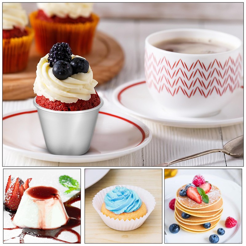 ABOOFAN 8 Pcs Pudding Molds Aluminum Baking Cups Cupcake Mould