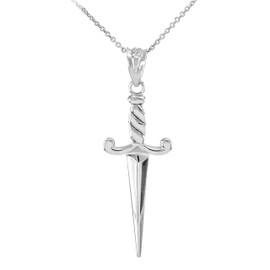 Claddagh Gold .925 Sterling Silver Dagger Charm Pendant Necklace - 18