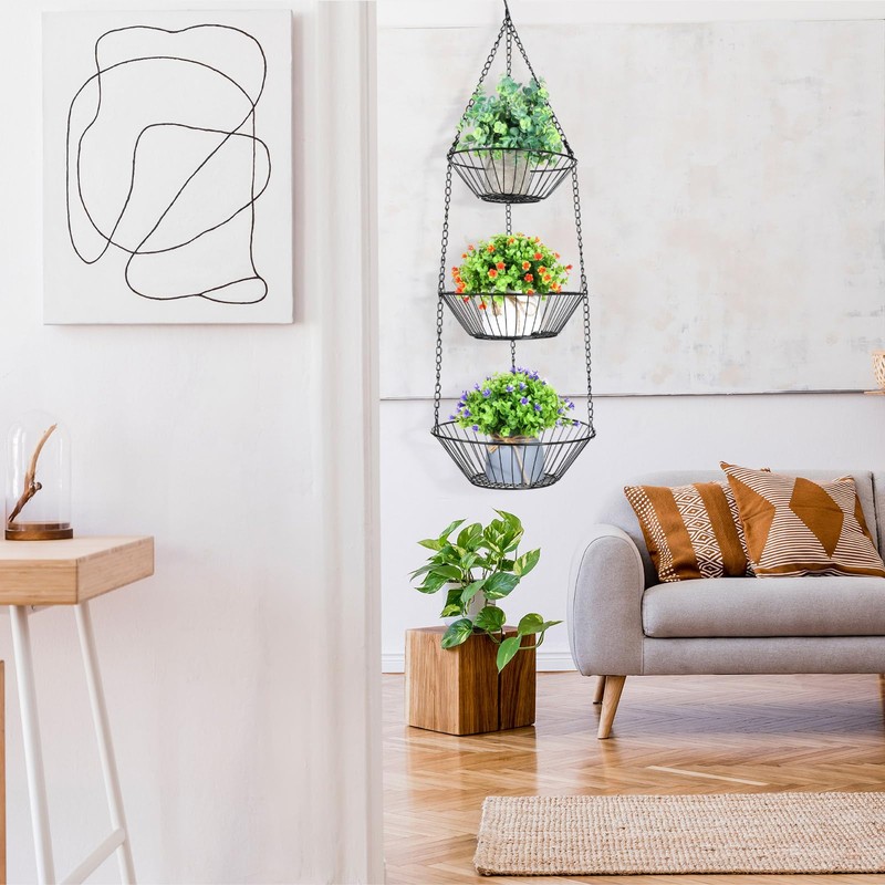 Maxdot 4 Pack 3-tier Hanging Fruit Basket Kitchen Hanging Wall