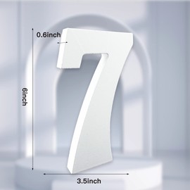 AOCEAN 6 Inch White Wood Numbers, Unfinished Wood Number for Wall Decorative Standing Numbers Slices Sign Board Decoration for Craft Home Party Projects (7)