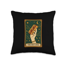 Hot Dog Bun Lover Foodie Food Lover The Hot Dog Tarot Card Throw Pillow