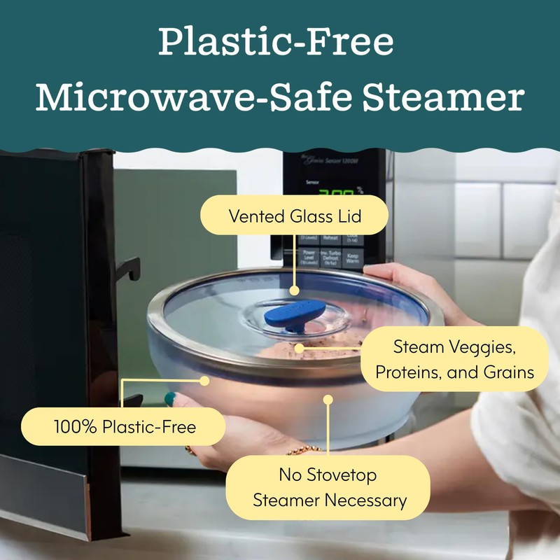Anyday 7-Cup Glass Microwave Steamer for Vegetables – BPA-Free Glass