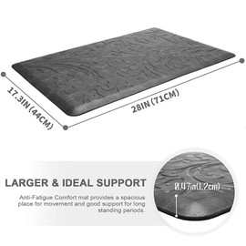 KMAT 2PCS Kitchen Mat Cushioned Anti-Fatigue Floor Mat,Waterproof Non-Slip Standing Mat,Ergonomic Comfort Floor Mat Rug for Home,Office,Sink,Laundry,Desk(17.3"x28"+17.3"x28",Grey)