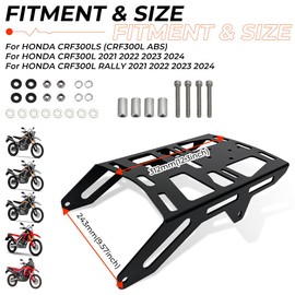 MOTOQUEEN for Honda CRF300L Rally ABS 2021-2024 Rally Rear Luggage Rack Carrier Mount Aluminum Cargo Rack Tail Rack Support Shelf CRF300L Accessories