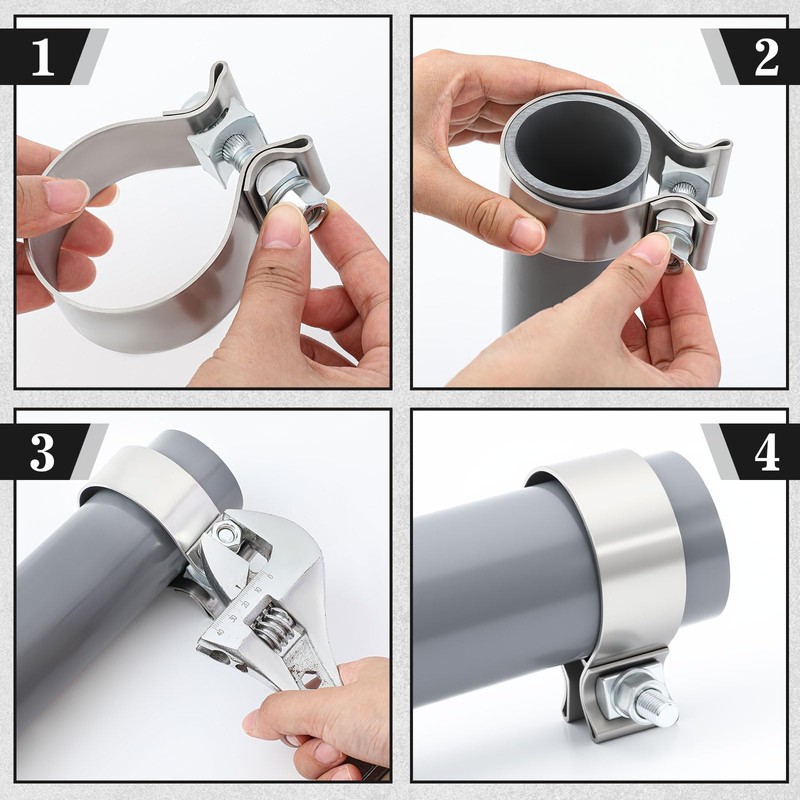 Datanly 4 Pcs 2.5 Inch Muffler Clamp, 2 1/2" Narrow