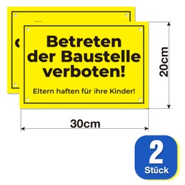 Betreten der Baustelle verboten Signs - Sign Eltern haften für ihre Kinder - PVC Hard Foam Board (30 x 20 cm) (2)