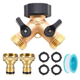 2-Way Y-Splitter 3/4 Inch Off, for Two Inlet Hoses or Connection of 2 Devices, with Separate Switch for Use on Washing Machine, Kitchen, Garden, Lawn Taps