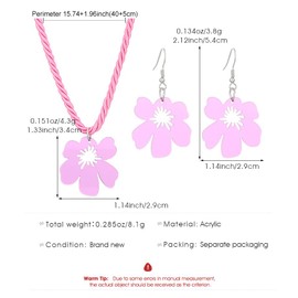 QRH Acrylic Hawaiian Yellow Flower Necklace Earrings Set Colorful Hawaii Hibiscus Necklaces Tropical Acrylic Yellow Hawaiian Flower Earrings Boho Hawaii Luau Beach Party Vacation Summer Jewelry