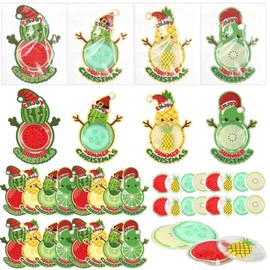 Relaxweex 24 Pcs Summer Christmas Gifts Set With Fruit Greeting Card Hot and Cold Eye Pads for Eye Strain Swelling Redness Dark Circles with Bag for Hawaiian Tropical Christmas Party Favors