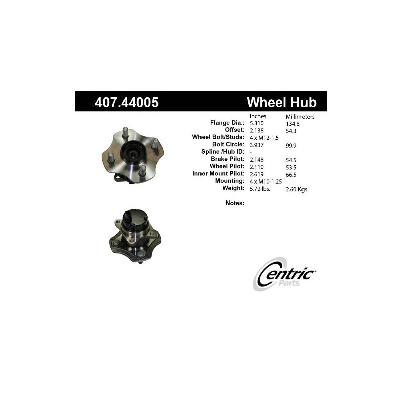Centric 407.44005E Rear Wheel Hub and Bearing Assembly