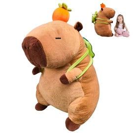 FIAEUGZKM Giant Capybara Stuffed Animal with Turtle Backpack 31.5in Large Persimmon Capybara Plush Toy Soft Flufffy Big Cuddly Plushie for Kids Adults Birthday Festival Gift Home Decoration Toys