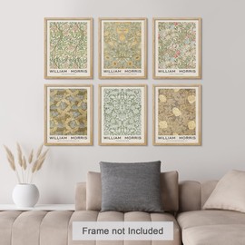 SIGNWIN Adhesive Canvas Poster William Morris Botanical Floral Print Tapestry Vintage Retro Antique Mixed Media Illustrations Fine Art Decorative Country/Farmhouse Relax/Calm for Bedroom - 12"x16"x 6