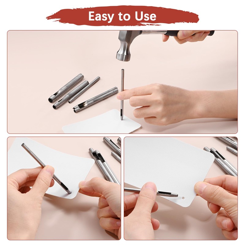 TIXIPEM 0.5MM Leather Hole Punch Tool [4PCS] - Metal Round