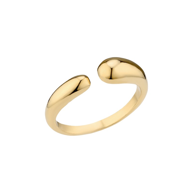 Gold&Dear 14KGP bold water drop open ring size / 골드앤디어