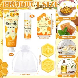 Loopeer 30 juegos/150 piezas temáticas de abejas para baby shower, regalos para invitados, crema de manos, bálsamo labial, jabón, recuerdos de fiesta,