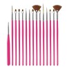 Mouyic Kit De Pinceles Mano Alzada Uñas Decoracion + Funda Plastica Color Rosa 2