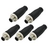 Pack of 5 M12 5-pin plug round connectors, on-site mounted