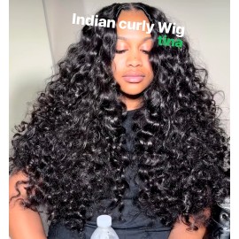 USA 3 in 1 Half Wigs Vendor Glueless V Part U Part Headband Wigs Vendor Indian Curly Burmese Curly Human Hair Wig Factory Pricestyle: Half Wig, color: Indian Curly Wig, stretched length: 12 inches, Lace Size: None Lace