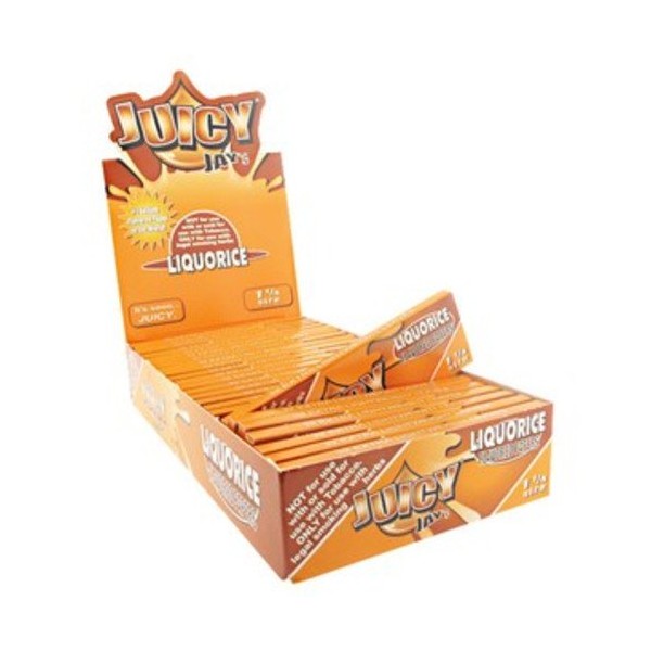 JUICY JAY'S FLAVORED PAPERS 32 LEAVES 1 1/4 LIQUORICE FLAVOR PACK OF 24