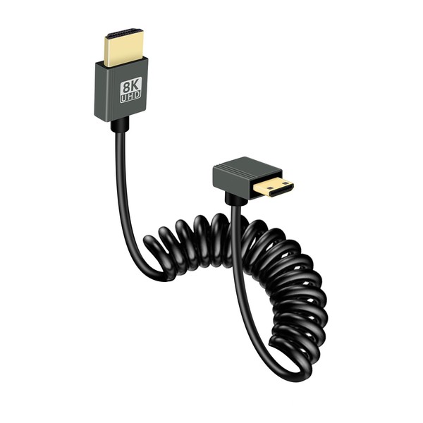 GELRHONR Mini HDMI to HDMI Coiled Cable, Ultra Thin Mini