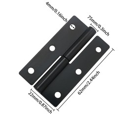 Lift-Off Hinge ITROLLE 2PCS 2.5Inch /62mm Black Right Handedness Mini 304 Stainless Steel Lift Off Hinges with Screws Detachable Slip Joint Small Flag Hinges Rising Butt Door Hinges