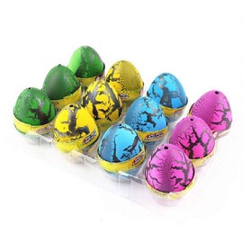 XICHEN® 12 x Dinosaur Egg Cute Magic Growing Dinosaur Egg Add Water Child Gift Hatching Inflatable Toy (Red, yellow, blue, green)