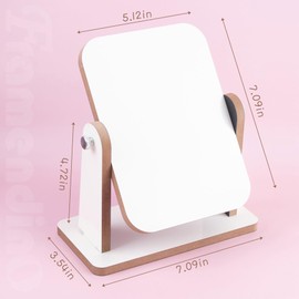 Framendino, Sublimation Makeup Mirror Wooden 360 Degree Swivel Desktop Mirror for Home Dressing Room