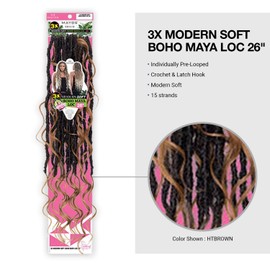Mayde Beauty Croceht Braids 3X Modern Soft Boho Maya Loc 26" (Off Black 1B)