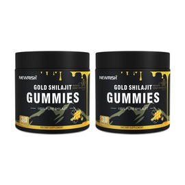 Newrish Gold Shilajit Gummies - 100% Natural & Organic - 30 Gummies with Manuka Honey Fulvic Acid & 85+ Trace Minerals for Enhanced Athletic Performance - Fitness:_2 cans