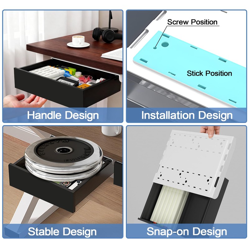 SVNNELP Under Desk Table Drawer Storage Organizer,3 Pack Large &