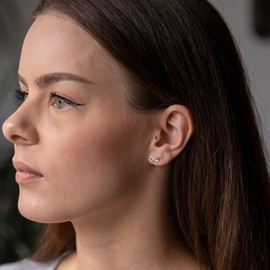 MATERIA by Matthias Wagner SO-410 Women's Infinity Earrings 925 Silver Small with Zirconia Stones, Silver, Cubic Zirconia