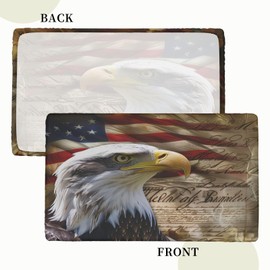 YPPAHHHH 4ft Rectangle Fitted Table Cloth American Flag Eagle Table Cloth with Elastic Edged Rectangular Waterproof Polyester Tablecloth for Camping Dining Patio Restaurant Use