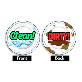 Dishwasher Magnet Clean Dirty Sign, Ultra Strong Premium Quality Clean Dirty, Doublesided 3.5X.3.5in Dishwasher Magnet to notify Households of Dish Cleanliness with Ease! Sparkling Clean Plate Design