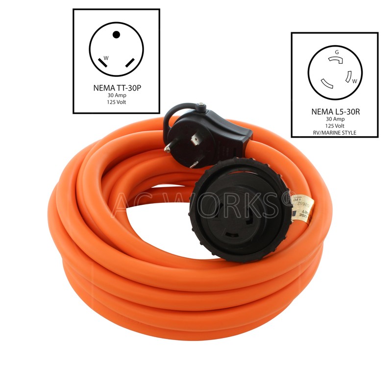 AC WORKS 30Amp RV Marine Detachable Adapters (25FT RV 30A