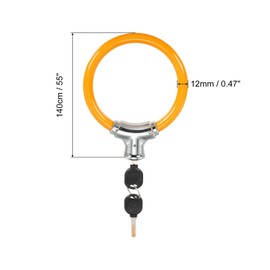 PATIKIL 55 Inch Portable Bicycle Lock, Steel Anti Theft Cable Security Lock with 2 Keys for Bicycle Motorcycle Outdoor Use, Orange