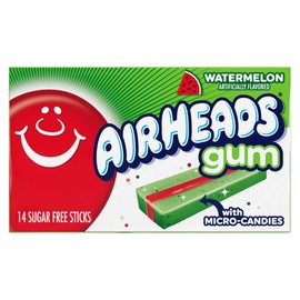 Airheads Chewing Gum, Sugar Free Gum with Micro-Candies, Watermelon Flavor Artificially Flavored, 14 Sticks (12-Pack)